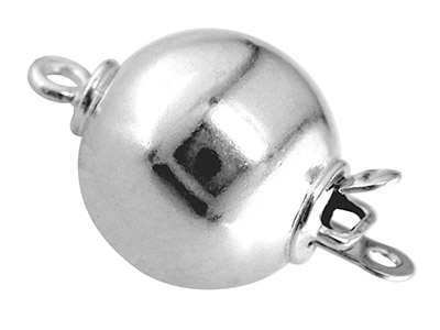 9ct White Gold Plain Round Ball    Clasp 8mm - Standard Image - 1