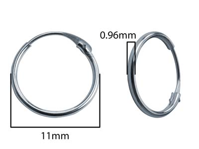 9ct White Gold Sleeper Hoop Earring 11mm, 100% Recycled Gold - Standard Image - 3