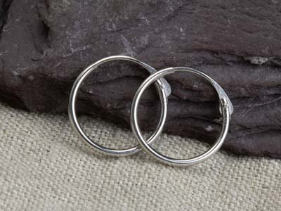 9ct White Gold Sleeper Hoop Earring 11mm, 100% Recycled Gold - Standard Image - 8