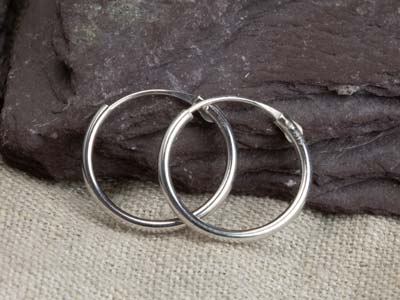 9ct White Gold Creole Hoop Earring 13mm, 100% Recycled Gold - Standard Image - 8