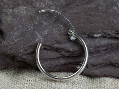 9ct White Gold Creole Hoop Earring 13mm, 100% Recycled Gold - Standard Image - 9