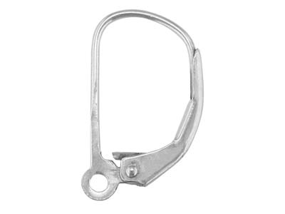 9ct White Gold Plain Continental   Ear Wire With Open Loop