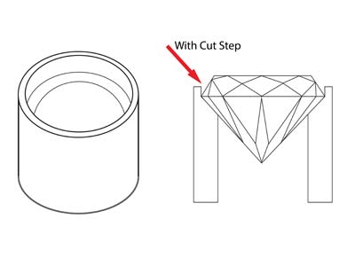 9ct White Gold Tube Setting 6.0mm  Semi Finished Cast Collet, 100%    Recycled Gold - Standard Image - 4