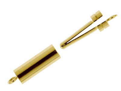 18ct Yellow Gold Plain Barrel Snap, 3.5 X 10mm - Standard Image - 2