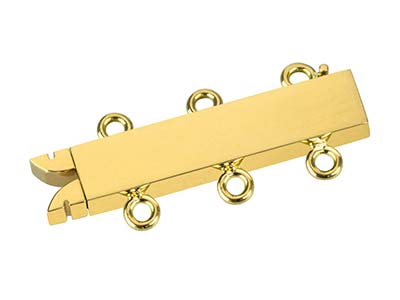 18ct Yellow Gold 3 Row Clasp       Polished 18mm