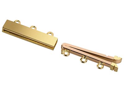 18ct Yellow Gold 3 Row Clasp       Polished 18mm - Standard Image - 3