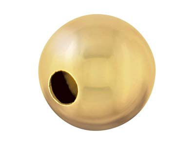 18ct Yellow Gold Plain Round 5mm 1 Hole Bead Heavy Weight