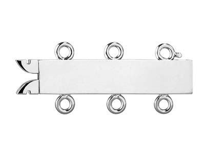18ct White Gold 3 Row Clasp        Polished 18mm - Standard Image - 2