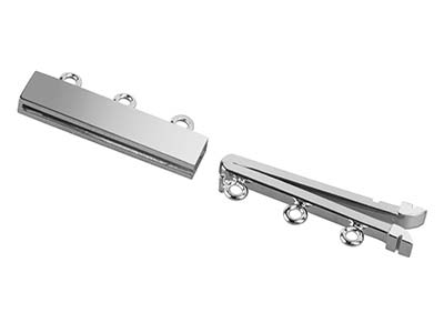 18ct White Gold 3 Row Clasp        Polished 18mm - Standard Image - 3