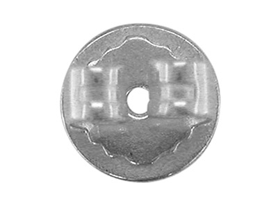 18ct White Gold Scroll On 6mm Domed Disc - Standard Image - 2