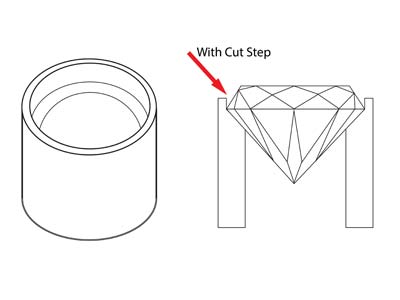 18ct White Gold Tube Setting 6.4mm Semi Finished Cast Collet, 100%    Recycled Gold - Standard Image - 4