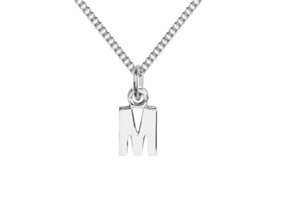 Sterling Silver Letter M Initial   Charm - Standard Image - 2