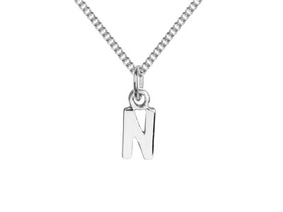 Sterling Silver Letter N Initial   Charm - Standard Image - 2