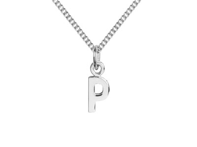 Sterling Silver Letter P Initial   Charm - Standard Image - 2