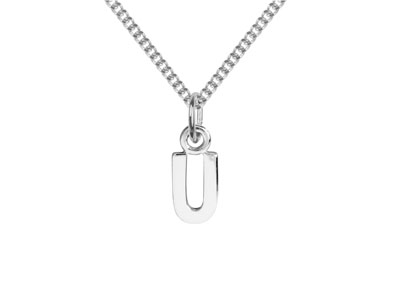 Sterling Silver Letter U Initial   Charm - Standard Image - 2