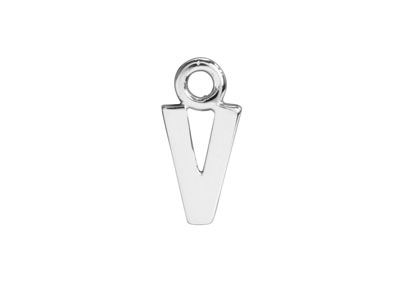 Sterling Silver Letter V Initial   Charm