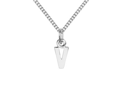Sterling Silver Letter V Initial   Charm - Standard Image - 2