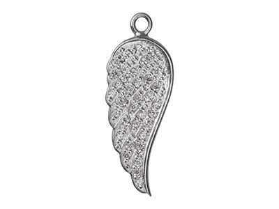 Sterling Silver Angel Wing Stone   Set 25mm