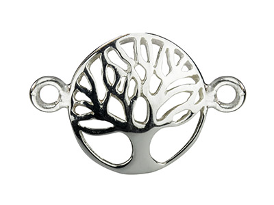 Sterling Silver Connector Tree Of  Life Domed 12mm Pack of 5 - Standard Image - 1