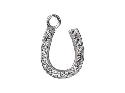 Sterling Silver Horse Shoe Stone Set 12mm - cooksongold.com