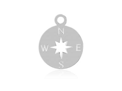 Sterling Silver Compass 10mm, 100% Recycled Silver - Standard Image - 1