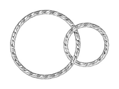 Sterling Silver Sparkle            Interlocking Rings 15mm And 10mm - Standard Image - 1
