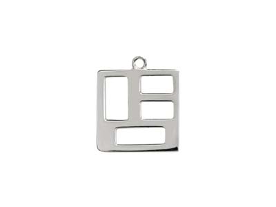 Sterling Silver Geometric Square   Connector 15mm - Standard Image - 1