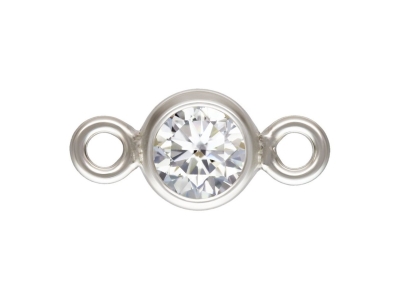 Sterling Silver Cubic Zirconia     Bezel Connector White 3mm