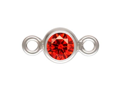 Sterling Silver Cubic Zirconia     Bezel Connector, Ruby, 3mm