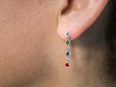 Sterling Silver Cubic Zirconia Bezel Connector Swiss Blue 3mm - Standard Image - 2