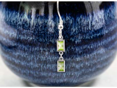 Sterling Silver Cubic Zirconia Rectangle Bezel Drop Connector Lime, 3mm X 5mm - Standard Image - 2