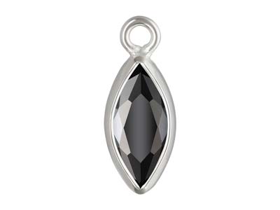 Sterling Silver Cubic Zirconia Marquise Bezel Drop Connector Black, 3mm X 6.0mm - Standard Image - 1