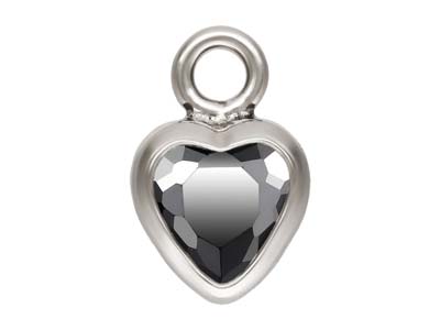 Sterling Silver Cubic Zirconia Heart Bezel Drop Connector Black, 3mm