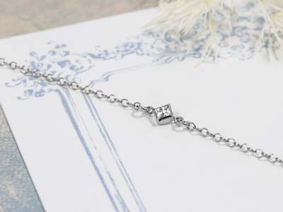 Sterling Silver Cubic Zirconia Square Bezel Connector White, 3mm - Standard Image - 2