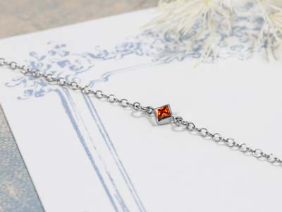 Sterling Silver Cubic Zirconia Square Bezel Connector Ruby, 3mm - Standard Image - 2