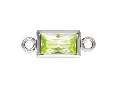 Sterling Silver Cubic Zirconia Rectangle Bezel Connector Lime, 3mm X 5mm