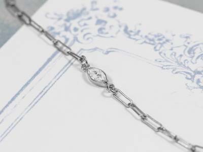 Sterling Silver Cubic Zirconia Marquise Bezel Connector White, 3mm X 6.0mm - Standard Image - 2