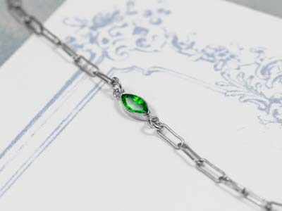 Sterling Silver Cubic Zirconia Marquise Bezel Connector Green, 3mm X 6.0mm - Standard Image - 2