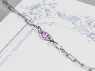 Sterling Silver Cubic Zirconia Marquise Bezel Connector Light Amethyst, 3mm X 6.0mm - Standard Image - 2