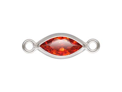 Sterling Silver Cubic Zirconia Marquise Bezel Connector Ruby, 3mm X 6.0mm