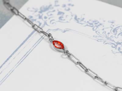 Sterling Silver Cubic Zirconia Marquise Bezel Connector Ruby, 3mm X 6.0mm - Standard Image - 2