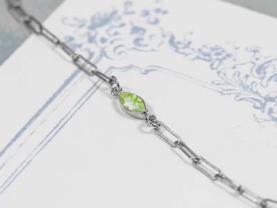 Sterling Silver Cubic Zirconia Marquise Bezel Connector Lime, 3mm X 6.0mm - Standard Image - 2