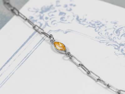 Sterling Silver Cubic Zirconia Marquise Bezel Connector Champagne, 3mm X 6.0mm - Standard Image - 2