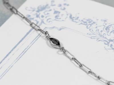 Sterling Silver Cubic Zirconia Marquise Bezel Connector Black, 3mm X 6.0mm - Standard Image - 2