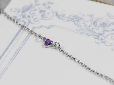 Sterling Silver Cubic Zirconia Heart Bezel Connector Amethyst, 3mm - Standard Image - 2