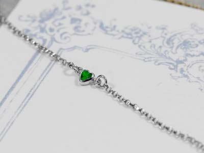 Sterling Silver Cubic Zirconia Heart Bezel Connector Green, 3mm - Standard Image - 2
