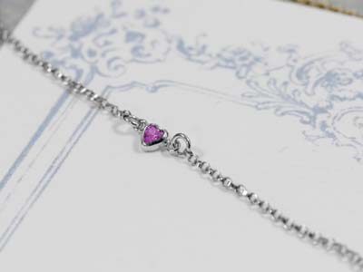 Sterling Silver Cubic Zirconia Heart Bezel Connector Light Amethyst, 3mm - Standard Image - 2