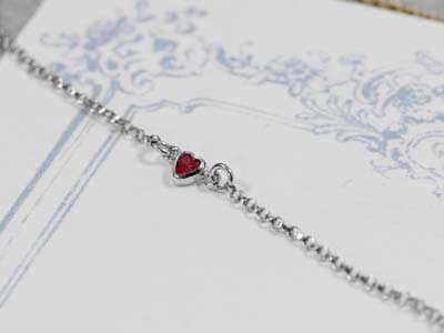 Sterling Silver Cubic Zirconia Heart Bezel Connector Ruby, 3mm - Standard Image - 2