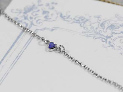 Sterling Silver Cubic Zirconia Heart Bezel Connector Sapphire, 3mm - Standard Image - 2