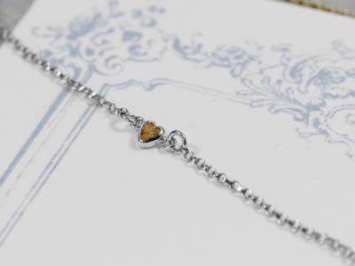 Sterling Silver Cubic Zirconia Heart Bezel Connector Champagne, 3mm - Standard Image - 2